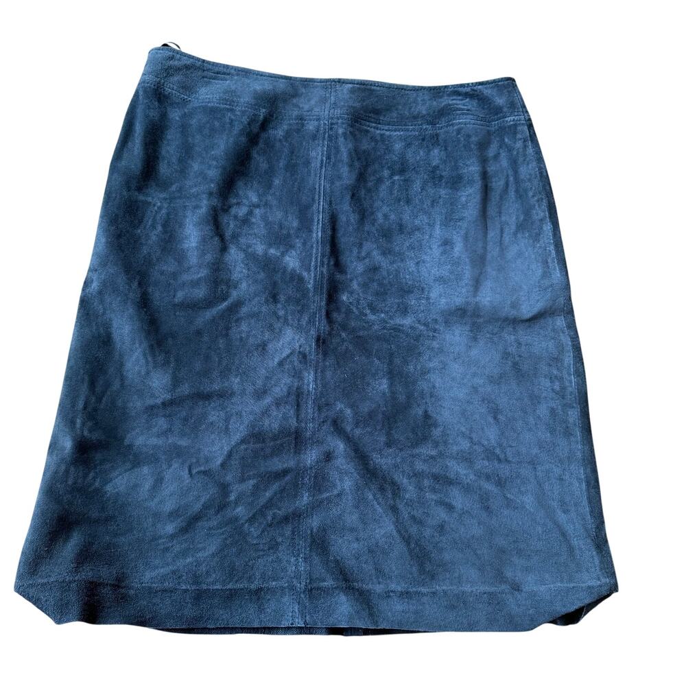 Sigrid Olsen Gray Suede Leather A-Line Skirt Sz 8 Petite 90s Y2K Minimal Classic - Picture 8 of 11